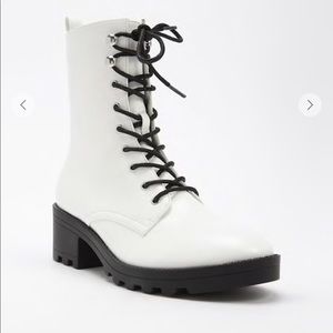 White combat boots - faux leather